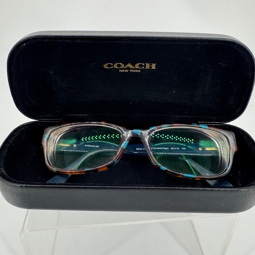 Coach HC 6078 Teal Confetti Tortoise Shell Eyeglasses Frames Horse Carriage Logo
